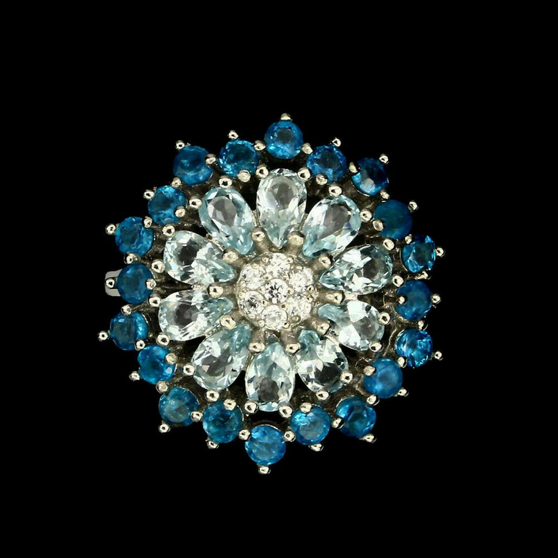 Natural Rare Brazil Blue Apatite & Aquamarine Ring (1 of 3)