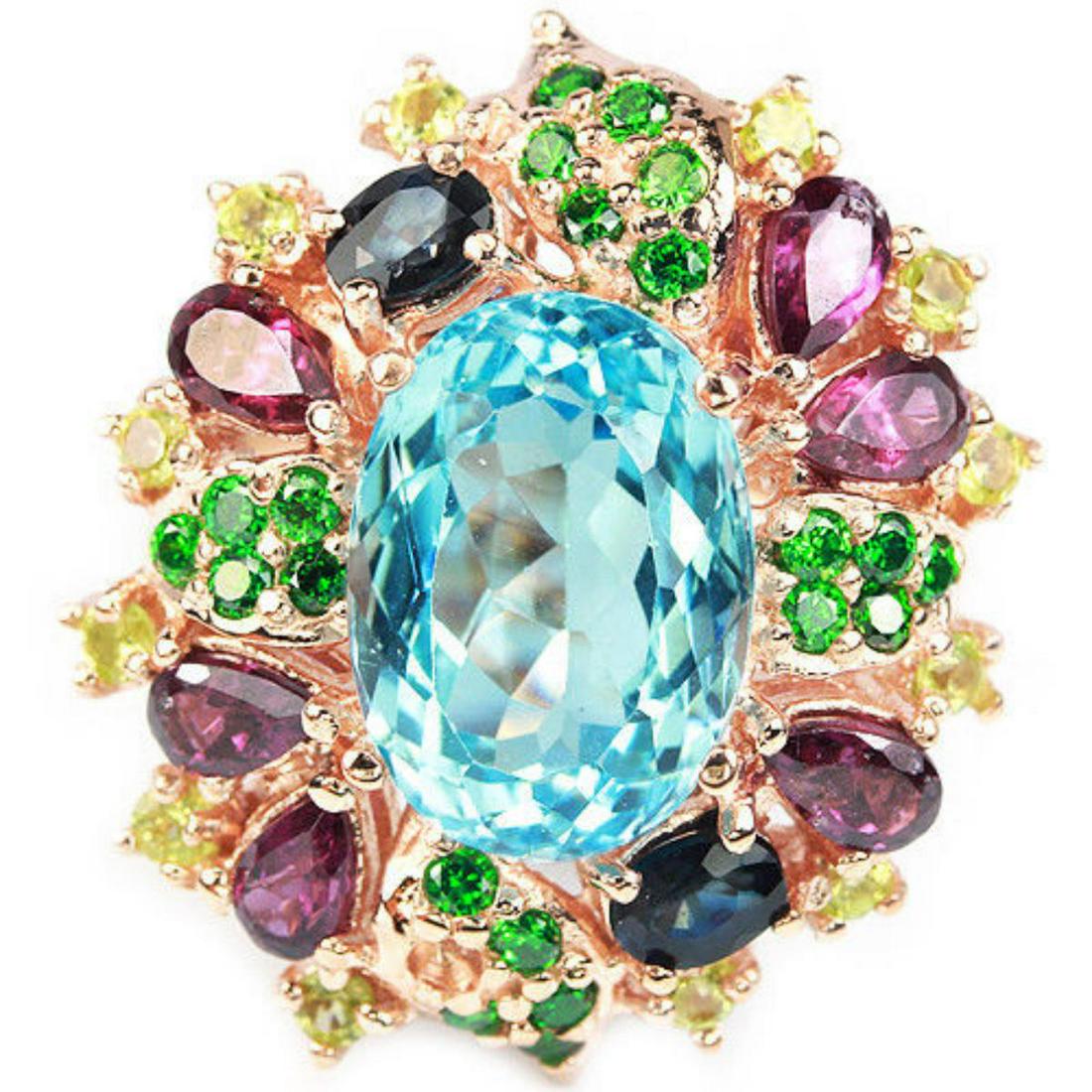 Natural TOPAZ RHODOLITE SAPPHIRE PERIDOT Ring (1 of 3)