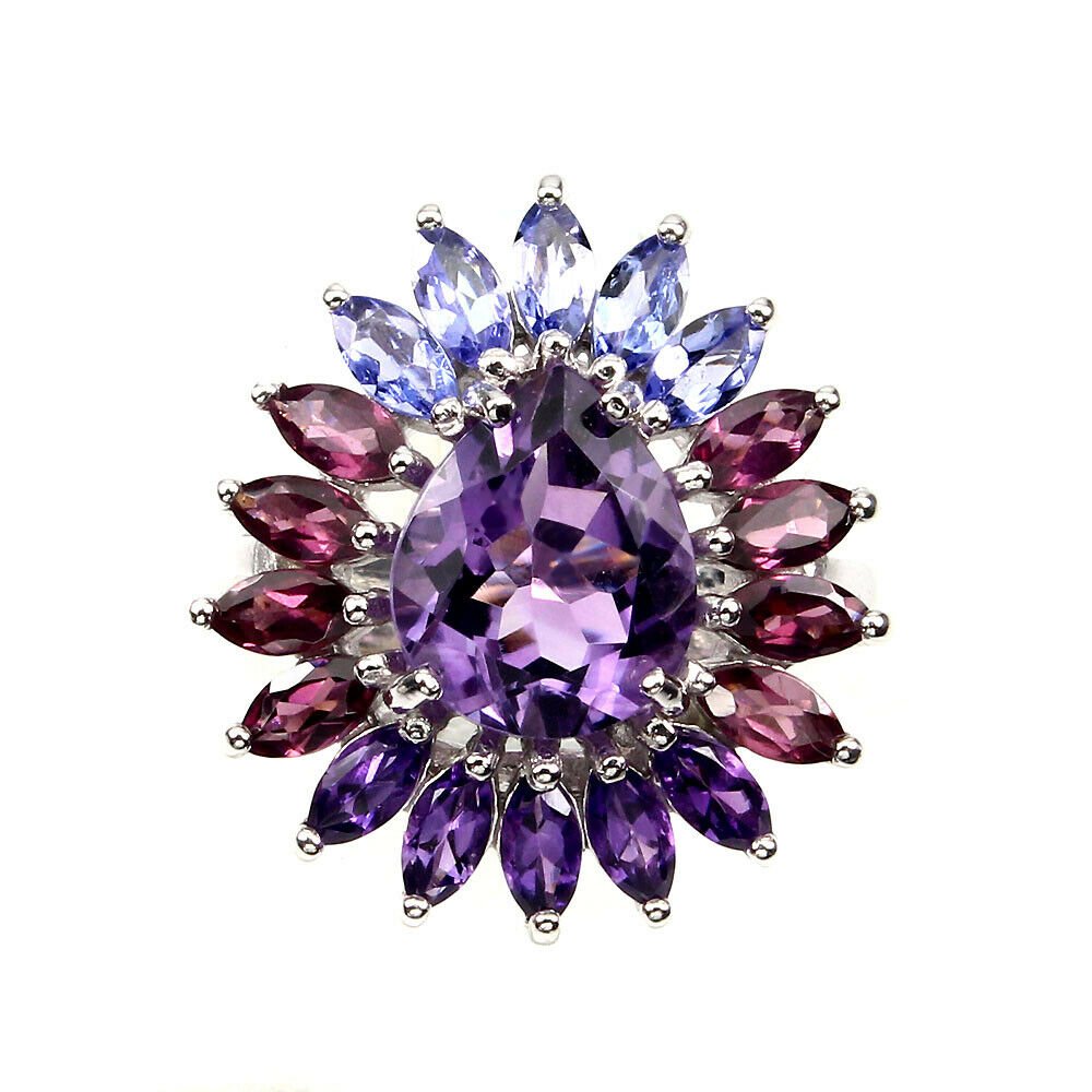 Natural   Amethyst Rhodolite & Tanzanite Ring (1 of 3)