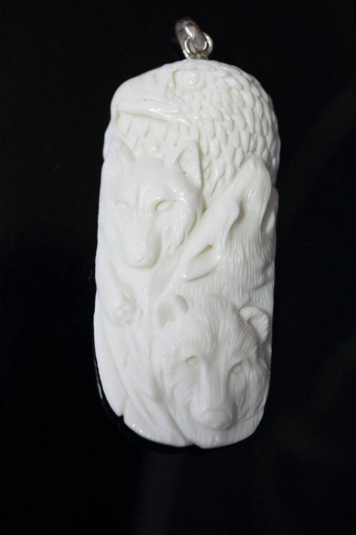 Hand Carved Eagle & Bear  Pendant (1 of 1)
