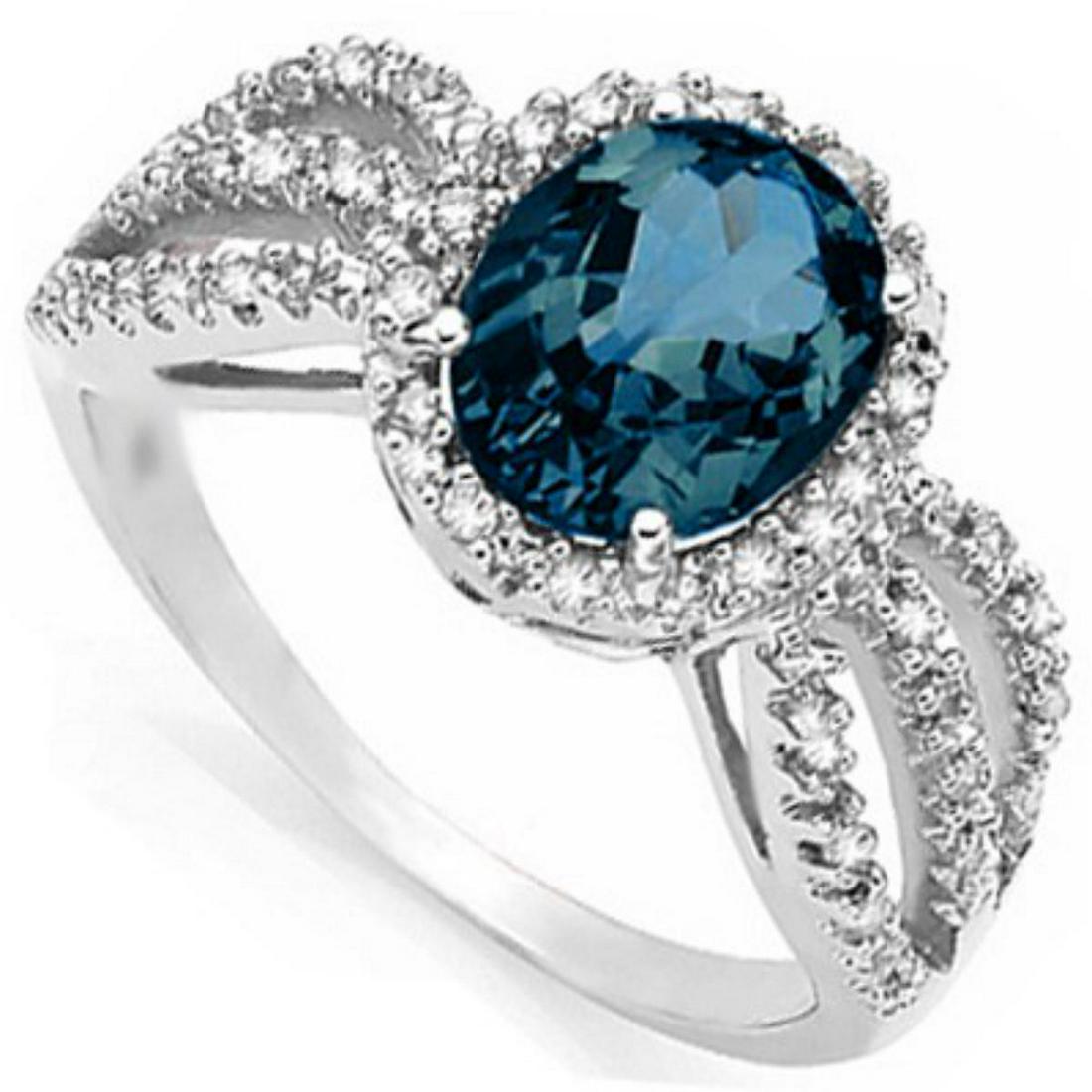 Natural London Blue Topaz Diamond & Solid Gold Ring (1 of 1)