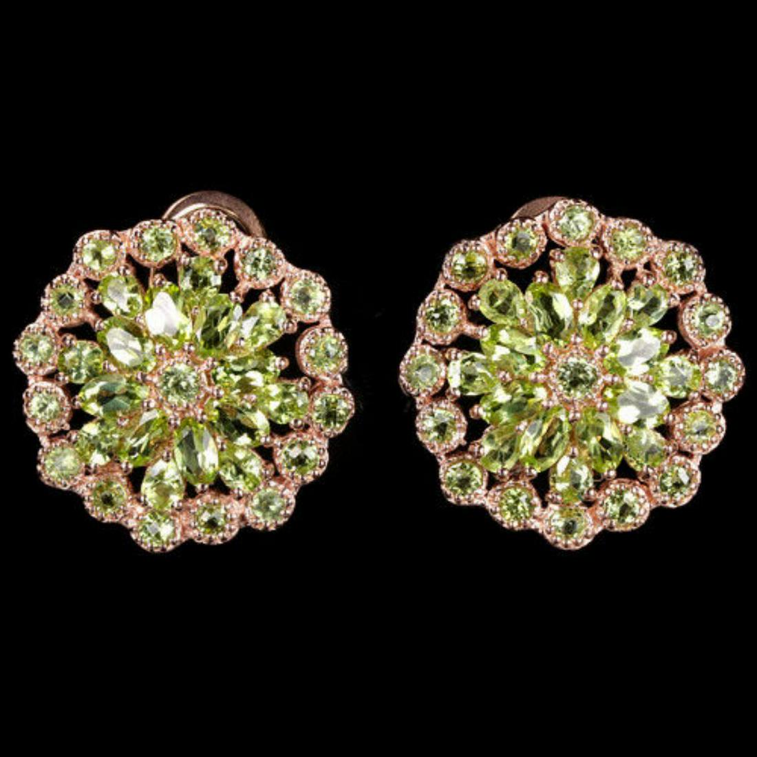NATURAL AAA GREEN PERIDOT FLOWER 24x23 MM  EARRING (1 of 2)