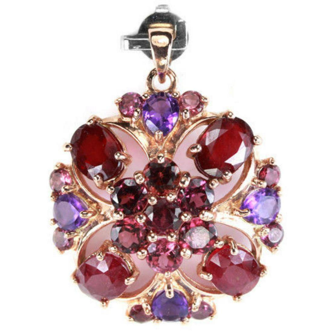 Natural RUBY AMETHYST RHODOLITE GARNET Pendant (1 of 2)