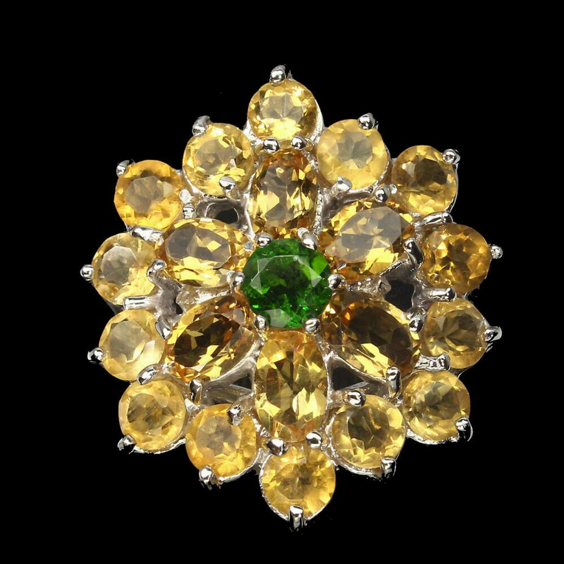 Natural  Oval Citrine 6x4 mm Chrome Diopside Ring (1 of 3)