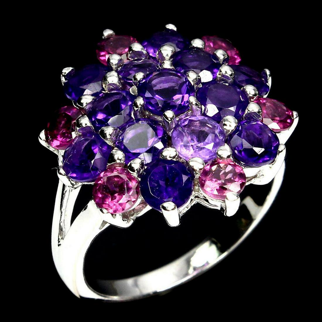 Natural Round Amethyst Rhodolite Garnet Ring (1 of 1)