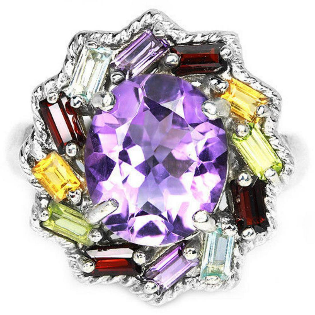 NATURAL AMETHYST, TOPAZ, CITRINE, PERIDOT & GARNET Ring (1 of 3)