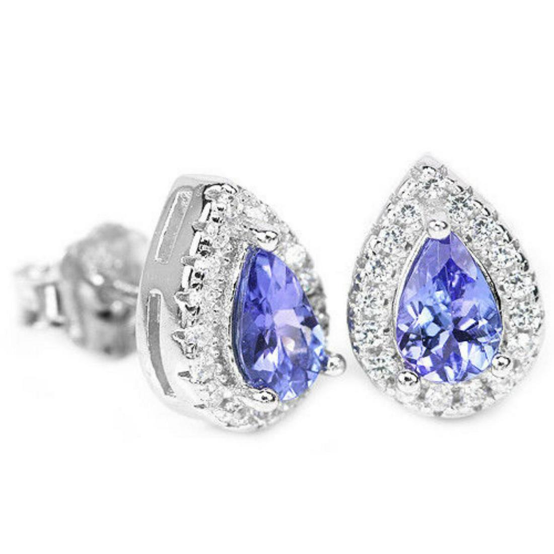 NATURAL AAA BLUE TANZANITE PEAR Earrings (1 of 1)
