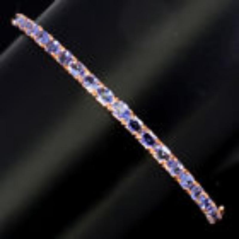 Natural 4x3mm Top Nice Blue Violet Tanzanite Bangle (1 of 1)