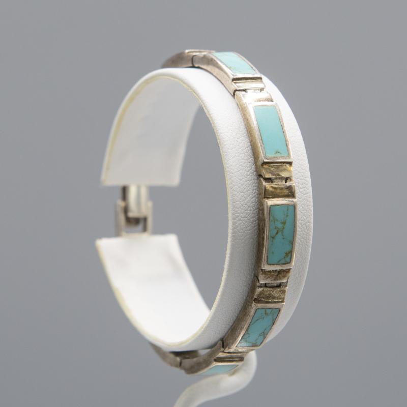 Navajo 18.3 Ct Natural Turquoise Inlay Bracelet (1 of 4)