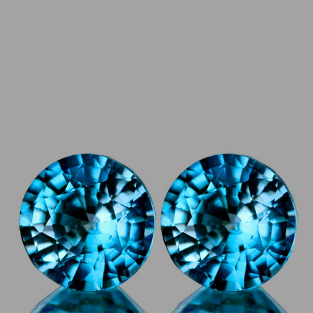 Natural Blue Cambodian Zircon Pair 6.50 MM - FL (1 of 1)