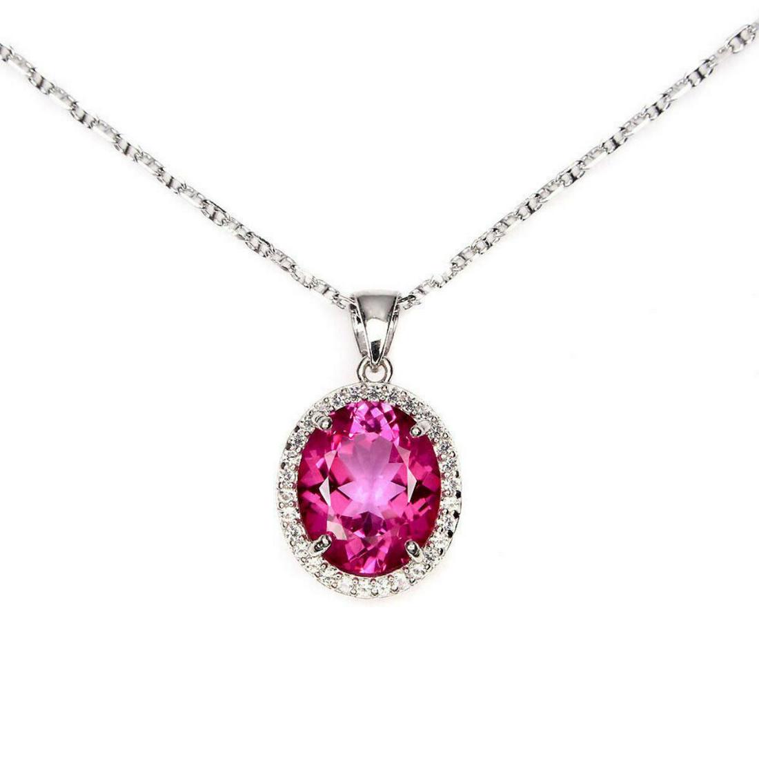 Natural AAA Pink Topaz 12x10 MM  Necklace (1 of 3)