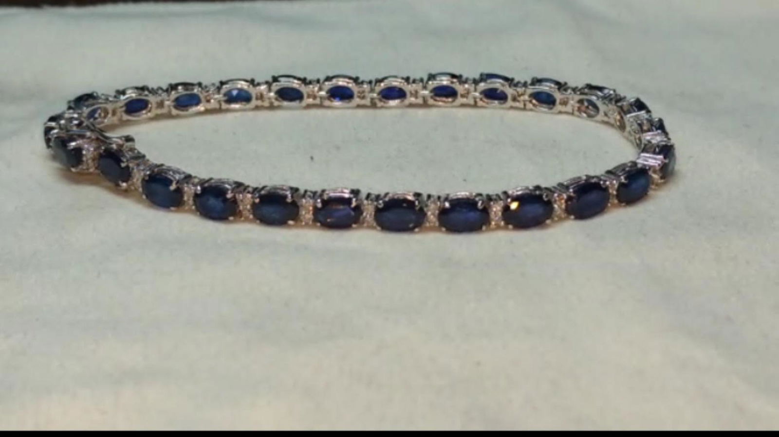Natural Royal Blue Sapphire & Diamond Gold Bracelet (1 of 1)