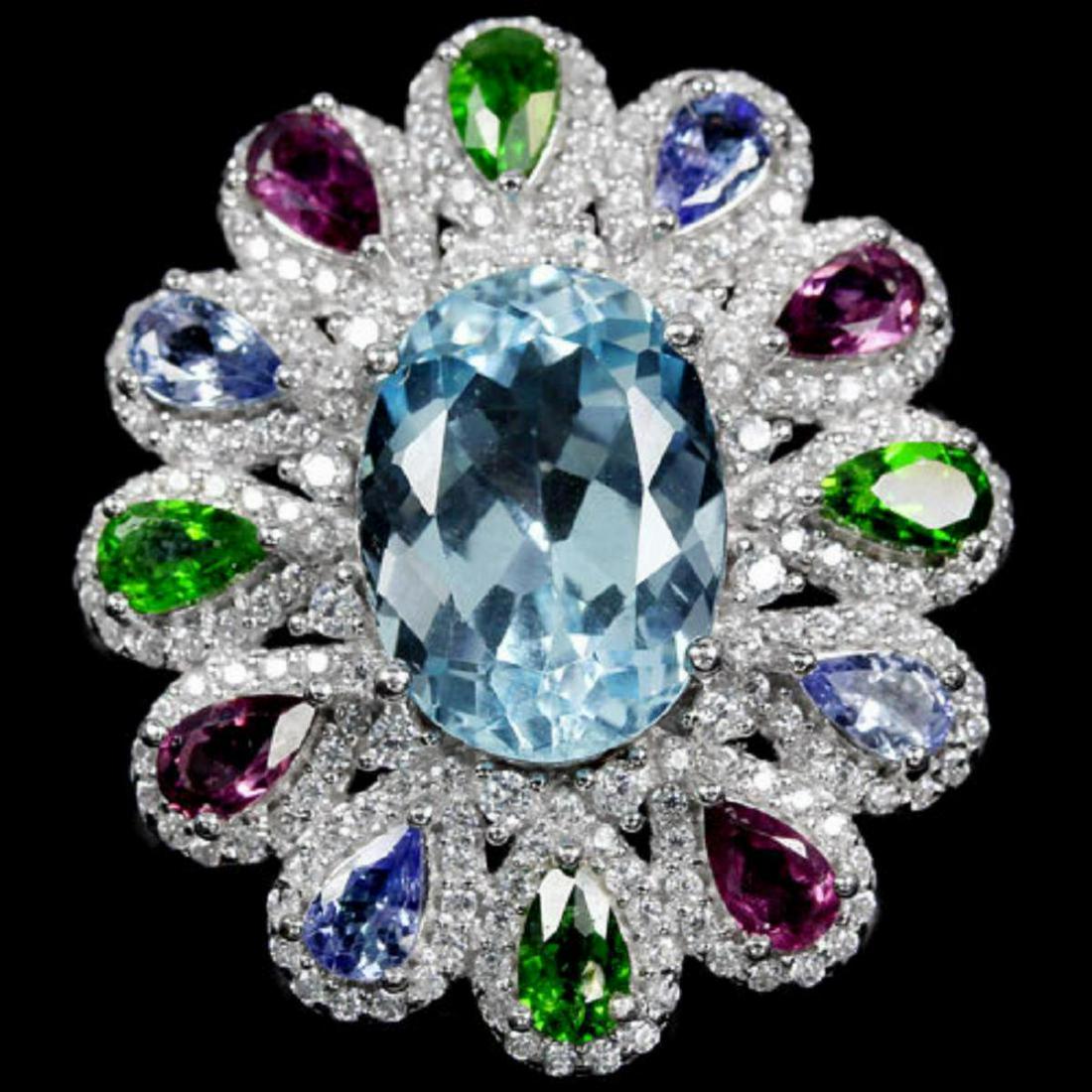 NATURAL TANZANITE CHROME DIOPSIDE RHODOLITE PENDANT (1 of 1)