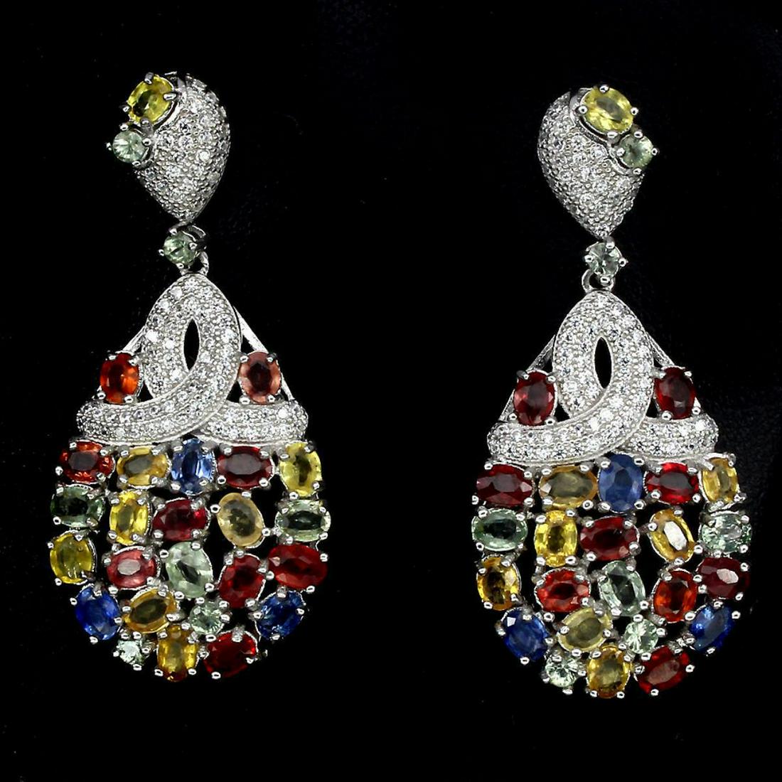 Natural Multi Color Fancy Sapphire 49 Carats Earrings (1 of 1)