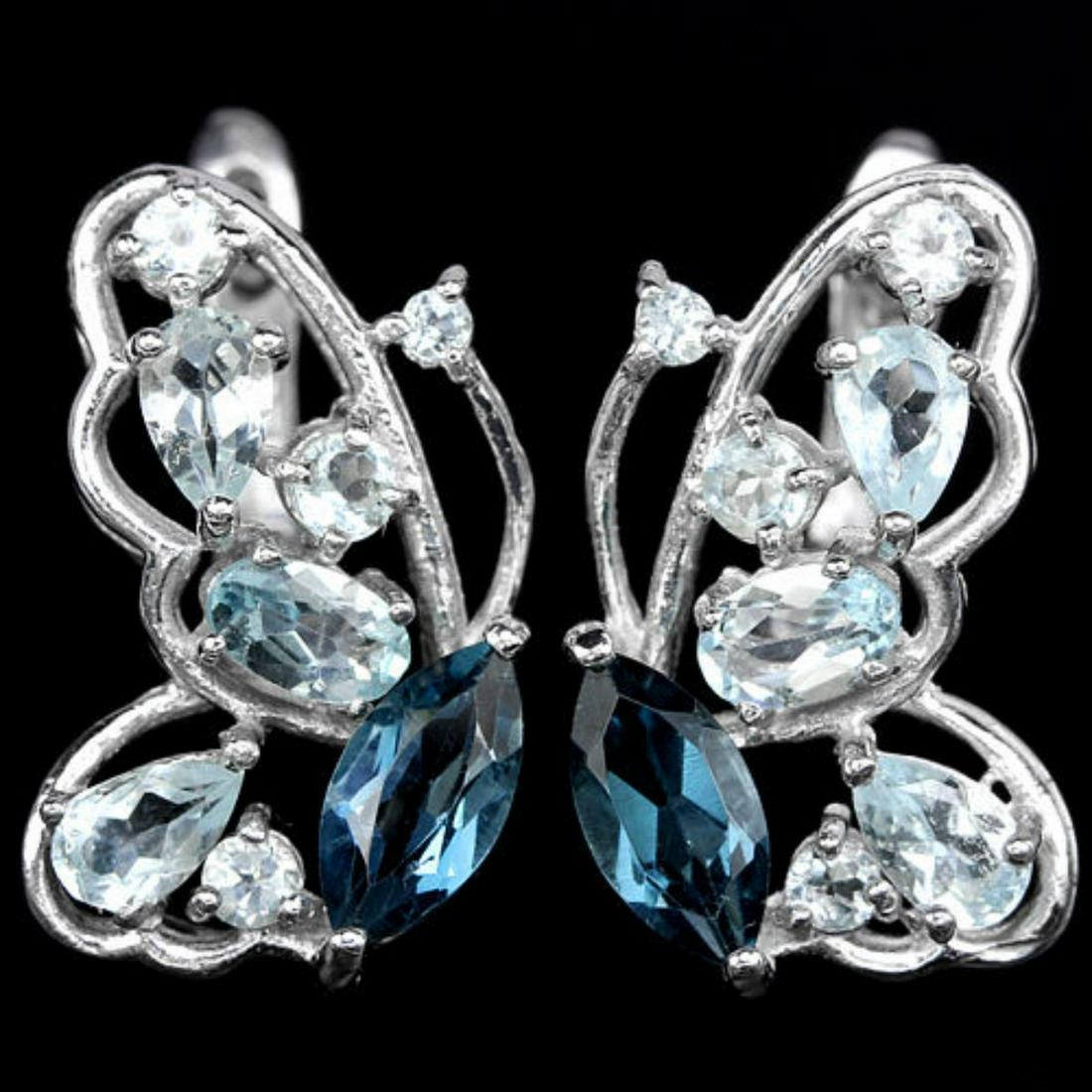 Natural Butterfly Sky & London Topaz Pendant Earring (1 of 2)