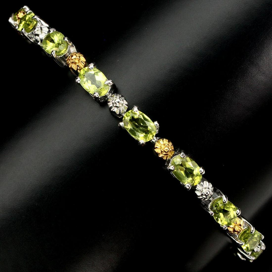 Natural Top Rich Green Peridot 6x4 MM Bracelet (1 of 3)
