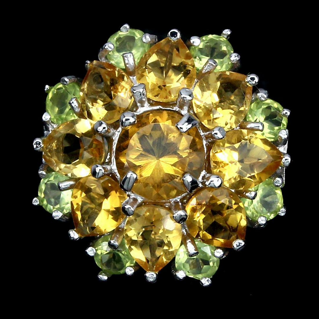 Natural Yellow Citrine Green Peridot Ring (1 of 3)