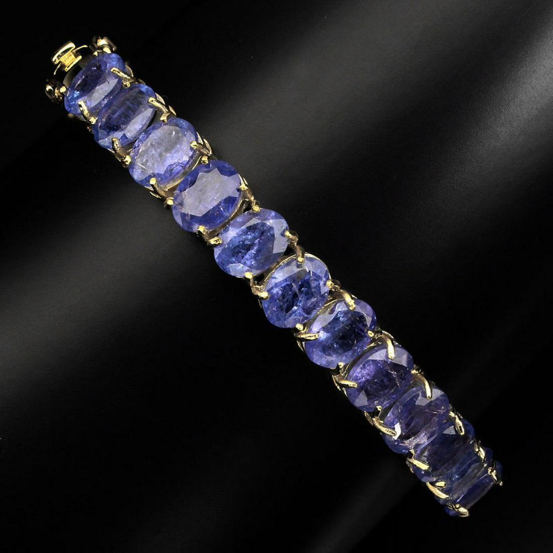 Natural  8x6mm Top Rich Blue Violet Tanzanite Bangle (1 of 2)