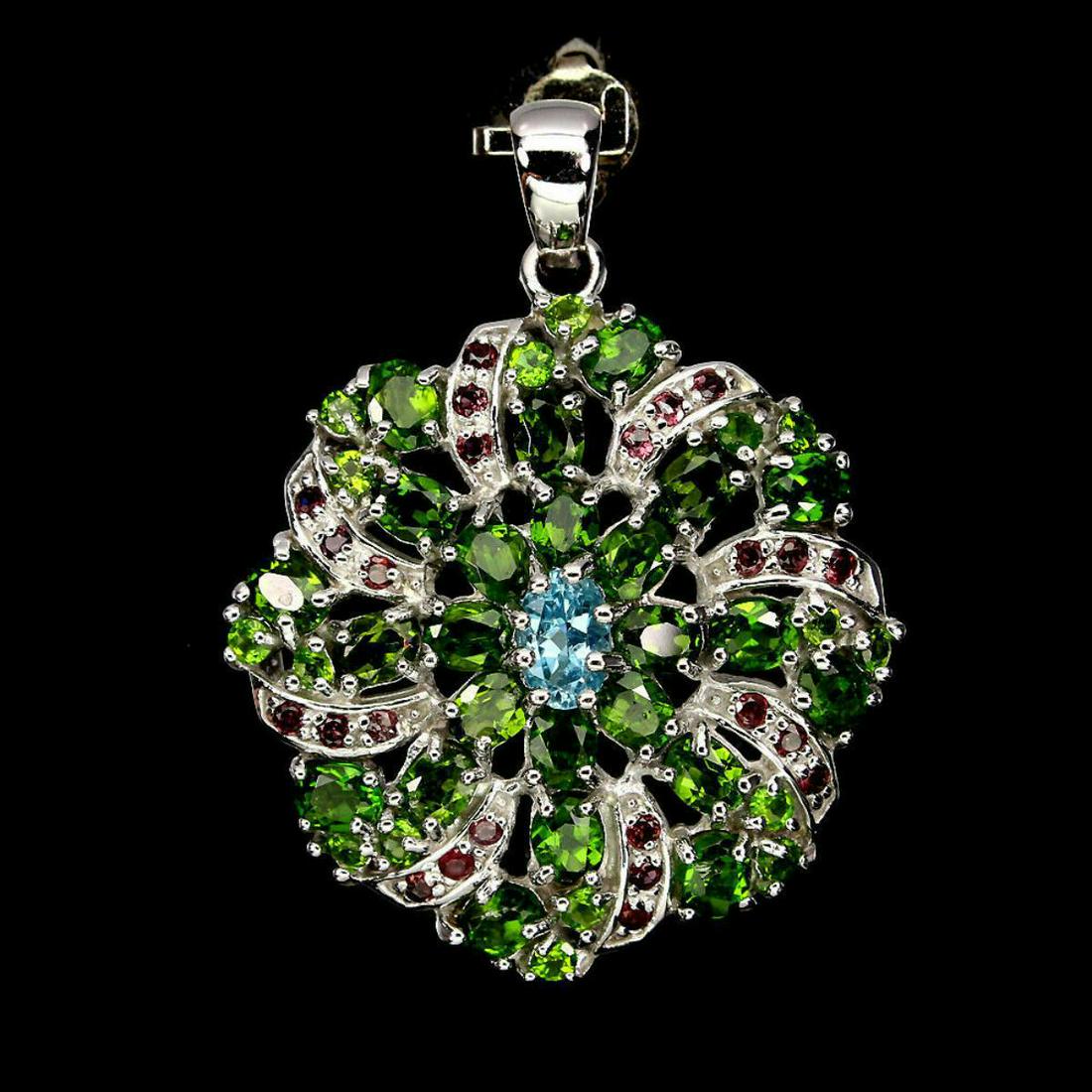 Natural  Topaz Chrome Diopside Rhodolite Pendant (1 of 1)