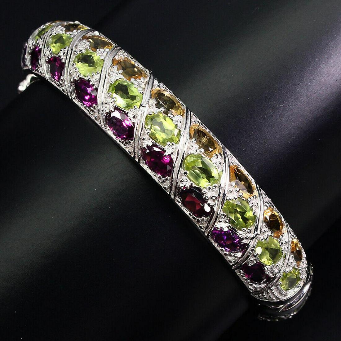 Natural Citrine, Peridot & Rhodolite Garnet Bangle (1 of 2)