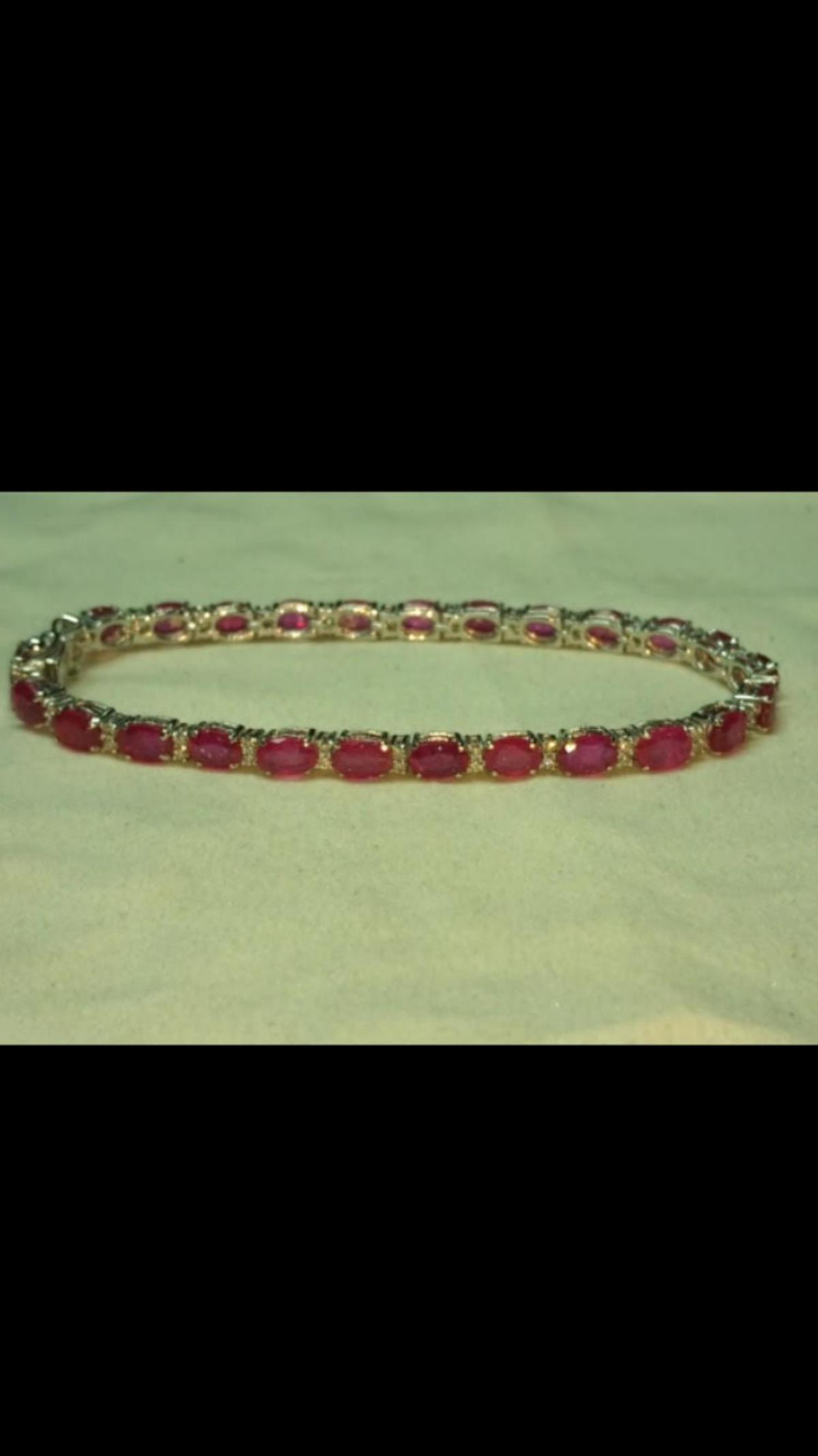Genuine Ruby & Diamond Solid Gold Tennis Bracelet (1 of 1)