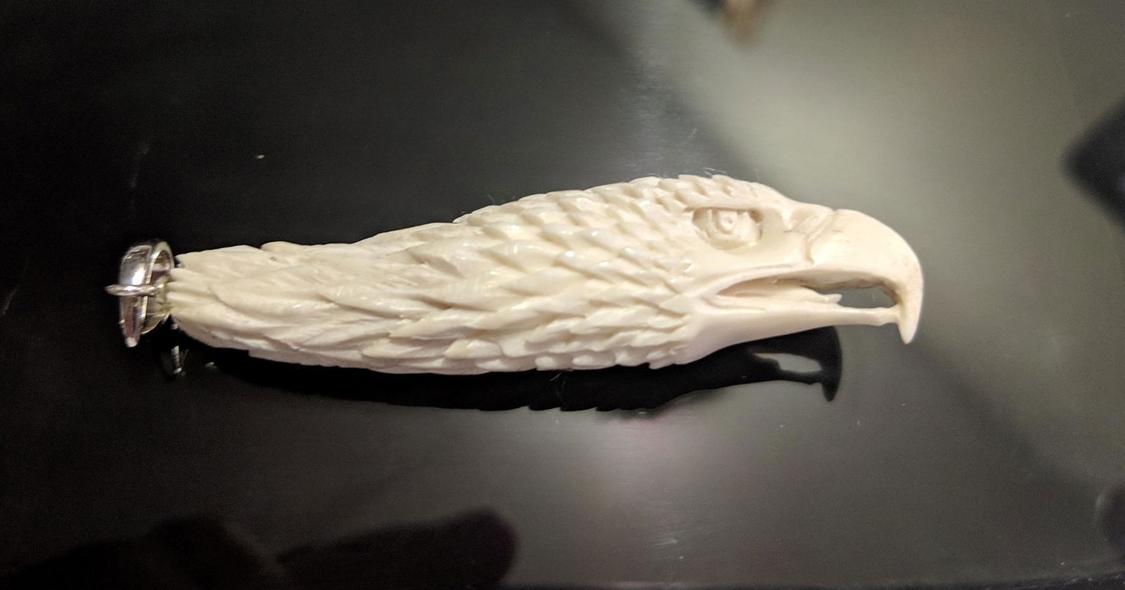 Hand Carved Antler 3D Eagle Pendant (1 of 1)