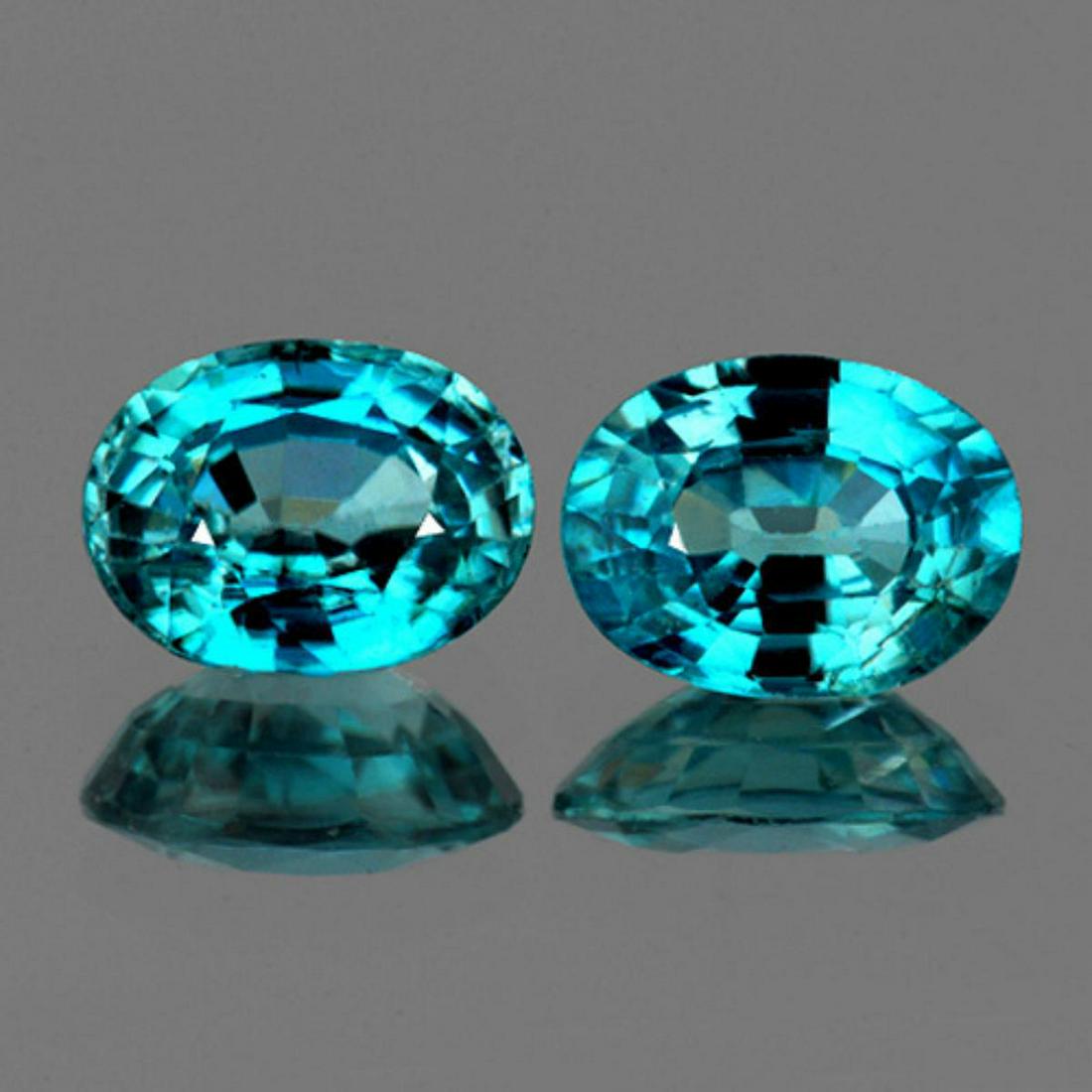 Natural Seaform Cambodian Blue Zircon Pair 9x7 MM (1 of 1)