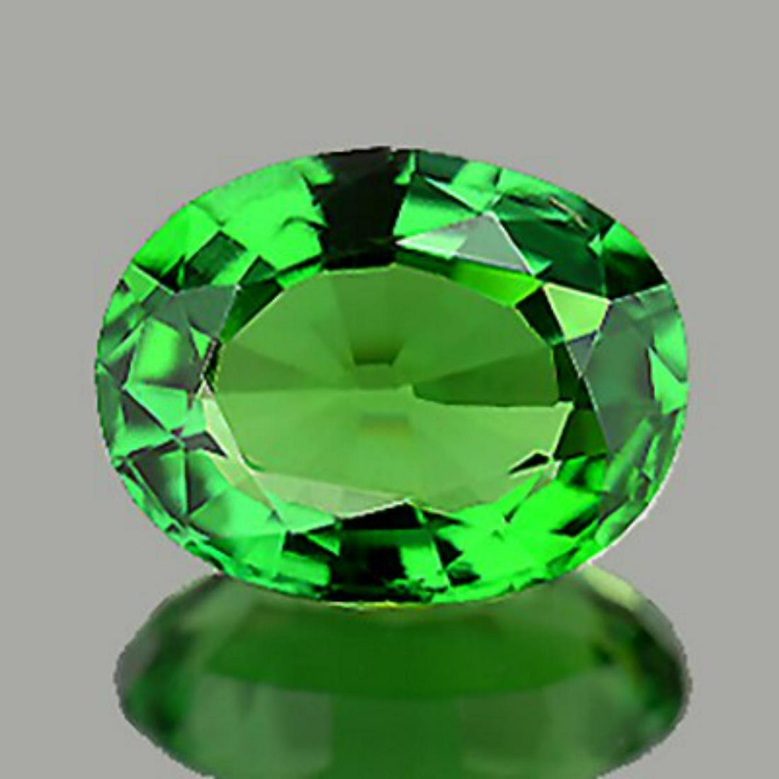 Natural Chrome Green Tsavorite Garnet {Flawless-VVS}: Natural Green Garnet (Tsavorite) SHAPE : Oval; SIZE ( L x W x D ) : 5.95 x 4.64 x 2.54 mm; QUANTITY : 1 piece; COLOR : Chrome Green; CLARITY : Flawless-VVS ; AAA Grade; ORIGIN : Tanzania; HARDNESS : 7