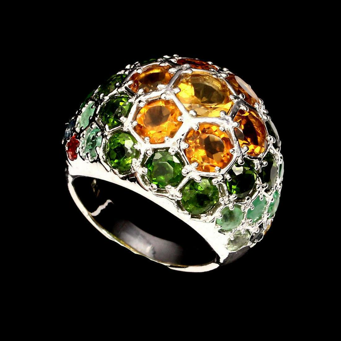 Natural Citrine Chrome Diopside Emerald Sapphire Ring (1 of 3)