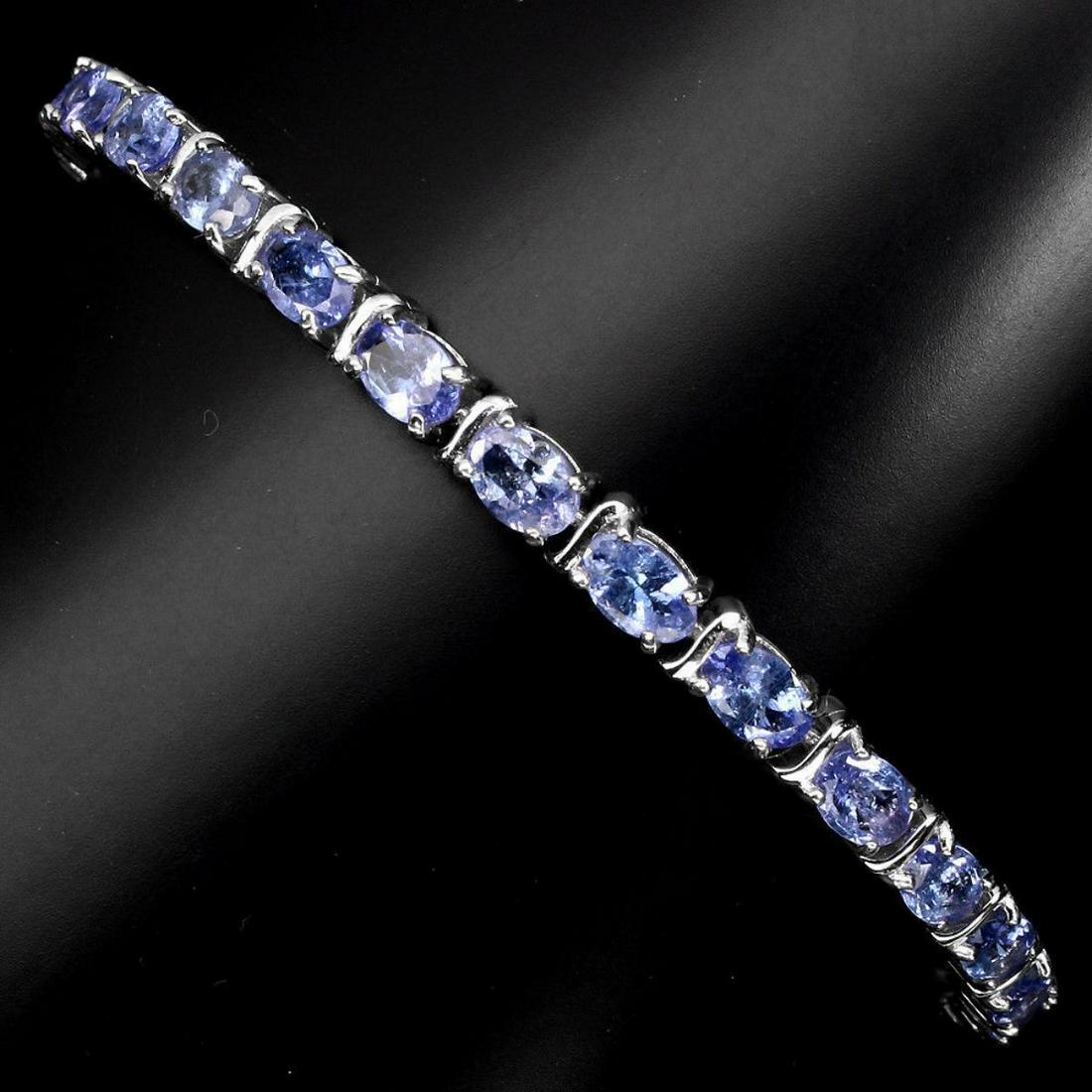 Natural Oval 6x4mm Blue Violet Tanzanite Bracelet (1 of 3)