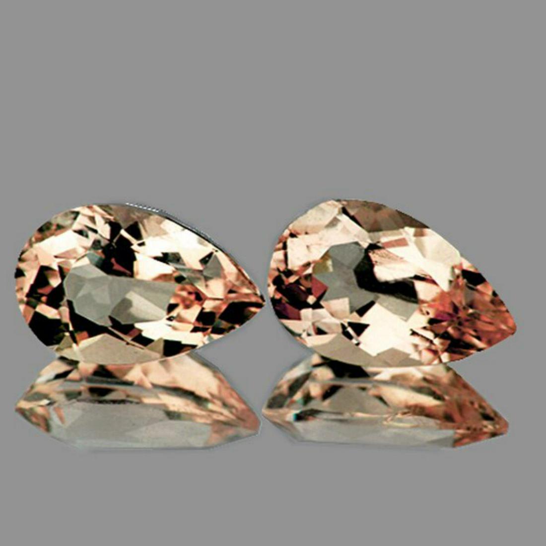 Natural Brilliant Golden Pink Morganite [Flawless-VVS]: Natural MorganiteSIZE ( L x W x D ) : 9 x 6 mm;COLOR : Golden Pink;SHAPE : Pear;QUANTITY : 2 piecesLUSTER : Excellent!CLARITY : Flawless - VVS;HARDNESS : 8;ORIGIN : Brazil; TREATMENT : 100% Natural, U