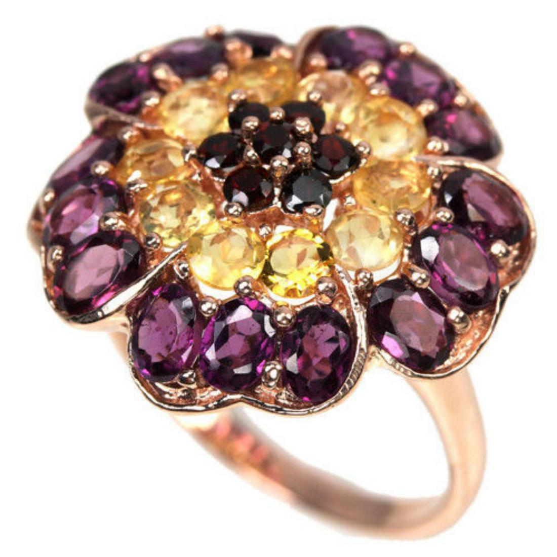 NATURAL MULTI COLOR CITRINE RHODOLITE GARNET Ring (1 of 3)