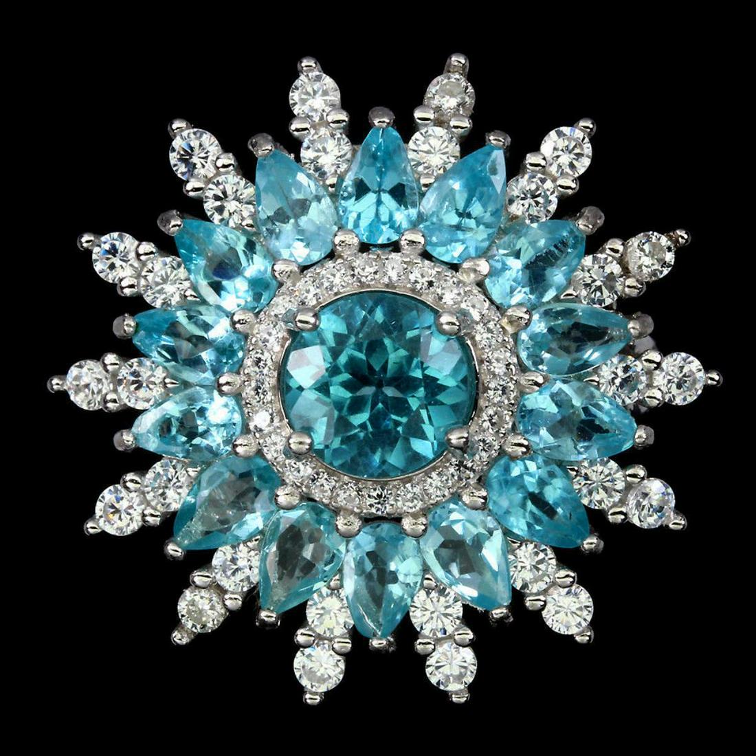 Natural Rare Brazil Neon Blue Apatite Ring (1 of 2)