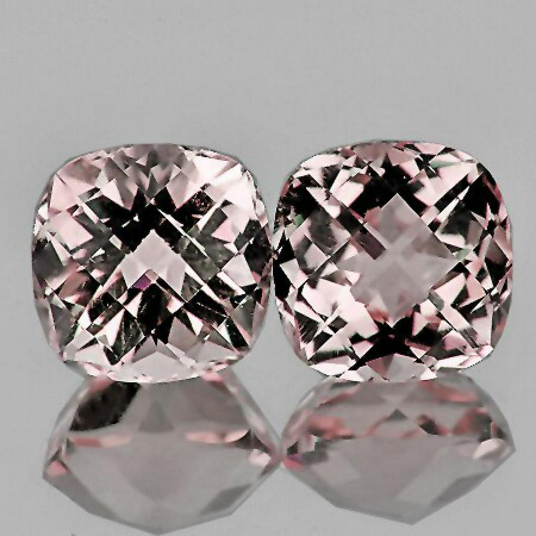 Natural Pink Morganite Pair [Flawless-VVS]: Natural Morganite; WEIGHT : 2.60 cts; SHAPE : Cushion Checker; SIZE ( L x W x D ) : 7.00 mm; QUANTITY : 2 pieces (Perfect Matching Pair) COLOR : Soft Pink ; CLARITY : Flawless-VVS ; ORIGIN : Brazil; H