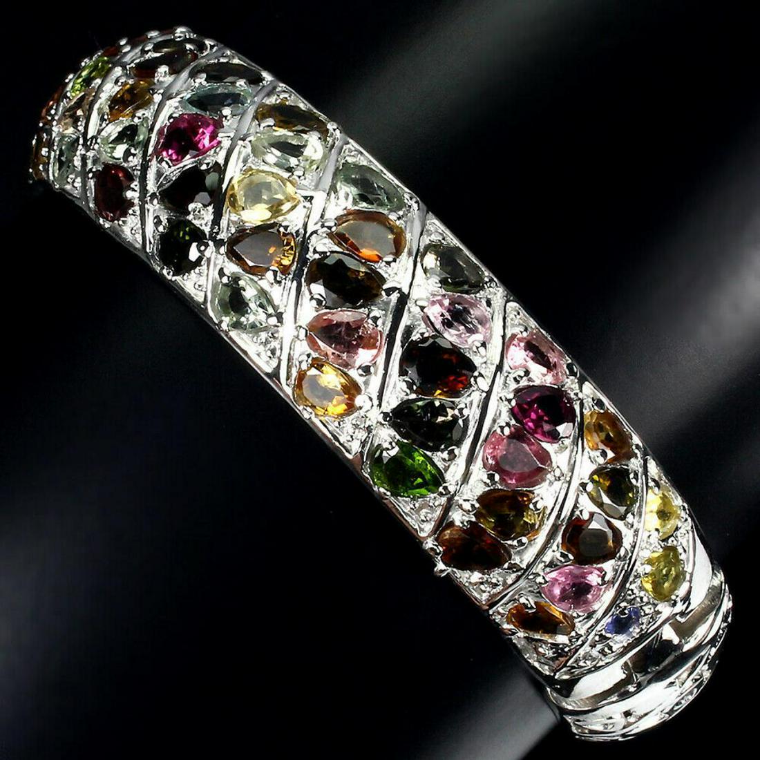 Natural Unheated Multi Color Tourmaline Bangle (1 of 2)