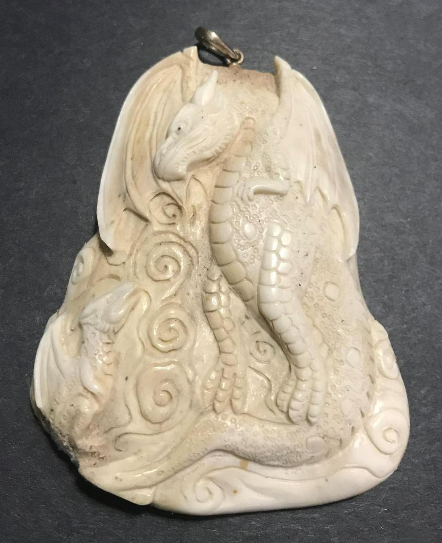 Hand Carved Antler Dragon Pendant (1 of 1)