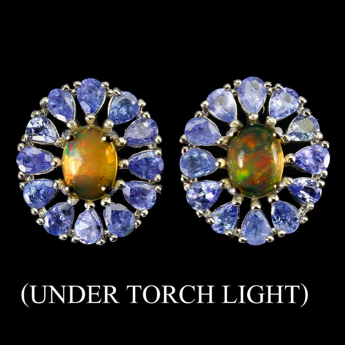 Natural White Opal & Tanzanite Earrings (1 of 1)