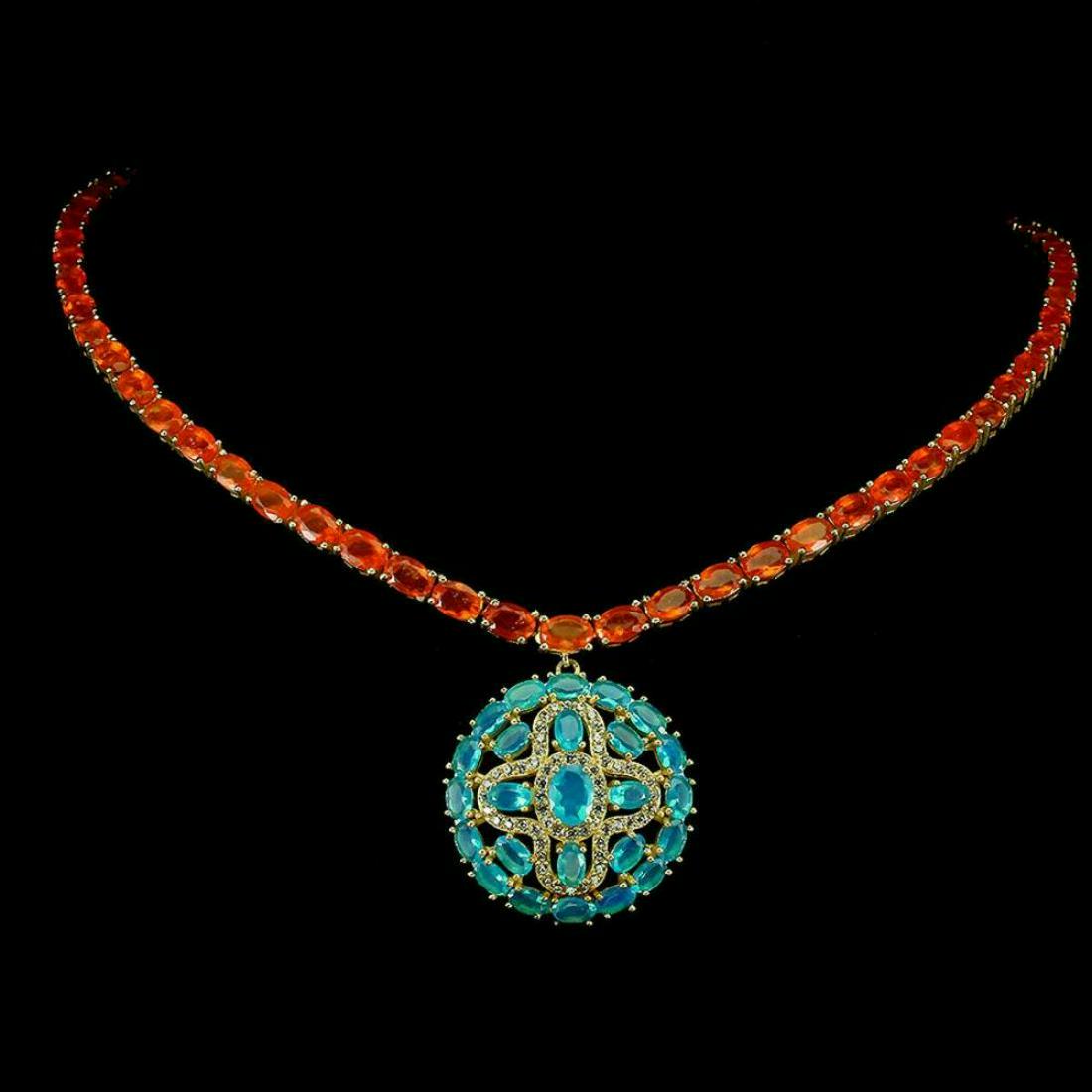Natural Ethopian Orange Opal & Blue Apatite Necklace (1 of 3)