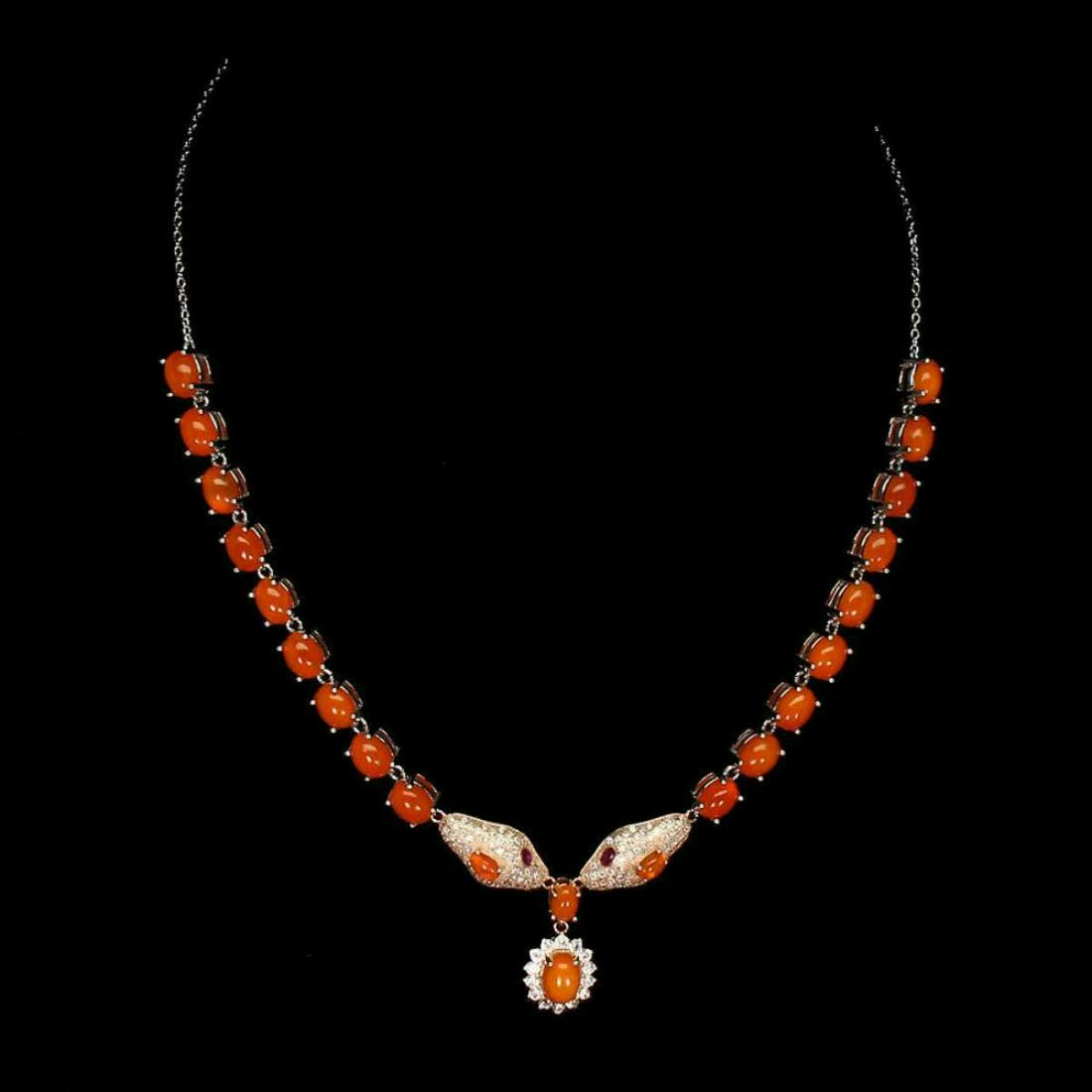 Natural Orange Fire Opal Cobra Necklace (1 of 3)