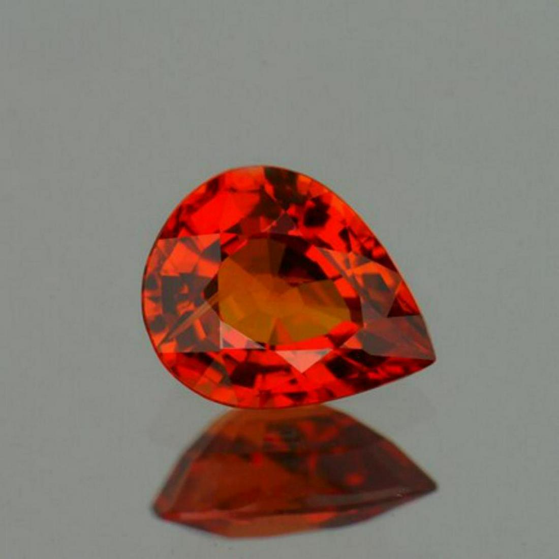 Natural Mandarin Orange Spessartite Garnet - FL: Natural Spessartite Garnet; SHAPE : Pear; SIZE ( L x W x D ) : 6.25 x 5.24 x 3.85 mm; QUANTITY : 1 pieces ; COLOR : Mandarin Orange AAA Color; CLARITY : Flawless-VVS1 AAA Grade; ORIGIN : Nigeria; HARD