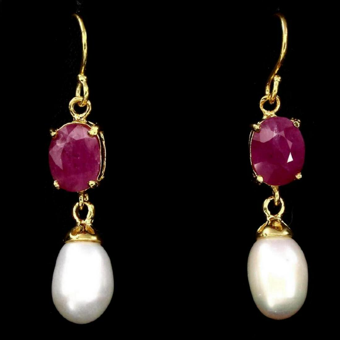 Natural Pearl & Ruby Earrings (1 of 1)
