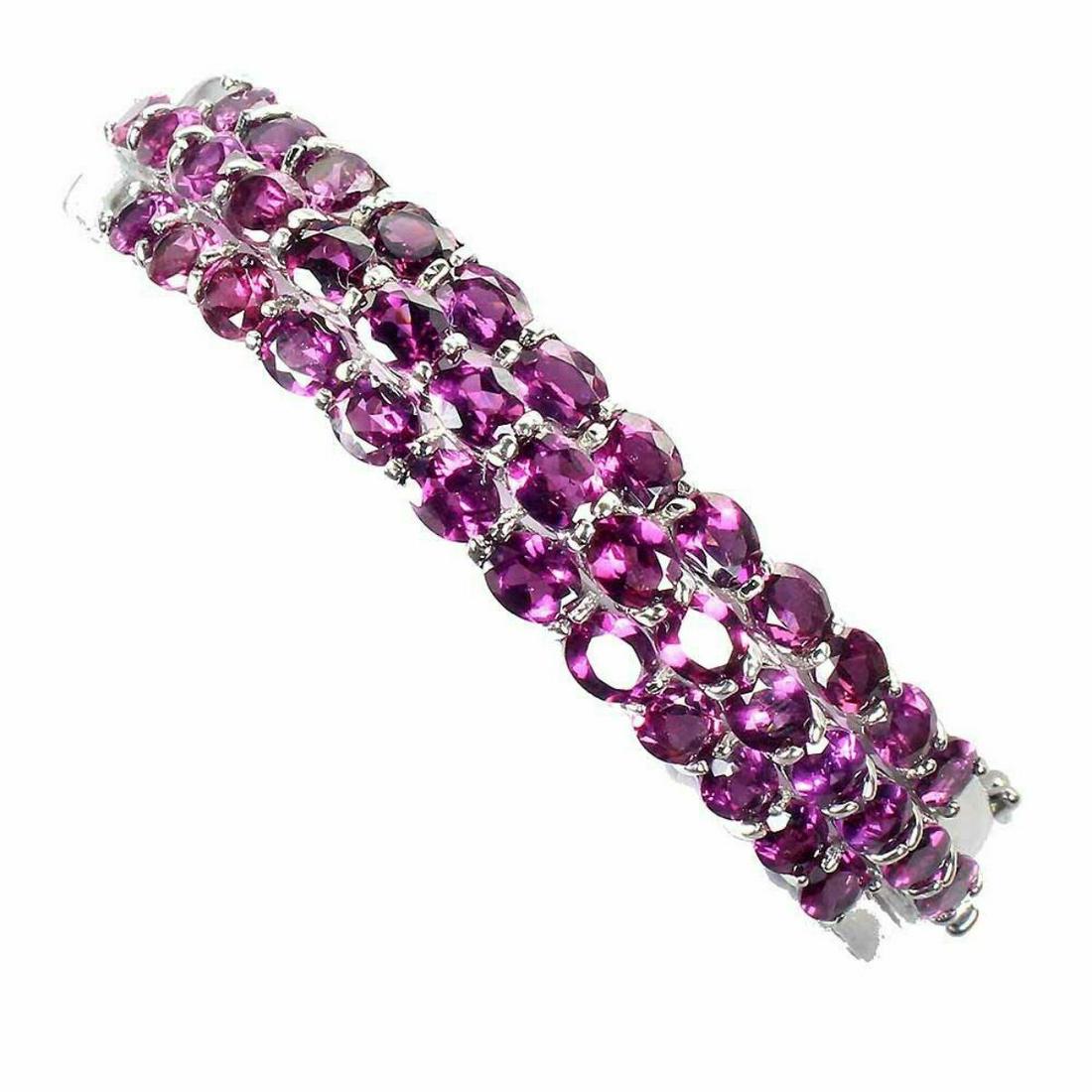 Natural Unheated Oval Rhodolite Garnet Bangle (1 of 2)