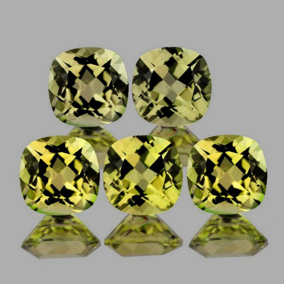 Natural Cushion AAA Yellow Beryl 'Heliodor{Flawless}: Natural Yellow Beryl (Heliodor) WEIGHT : 2.53 cts; SHAPE : Cushion; SIZE ( L x W x D ) : 5.00 mm; QUANTITY : 5 pieces; COLOR : Yellow; CLARITY : Flawless-VVS AAA Grade; ORIGIN : Brazil; HARDNESS : 7.5