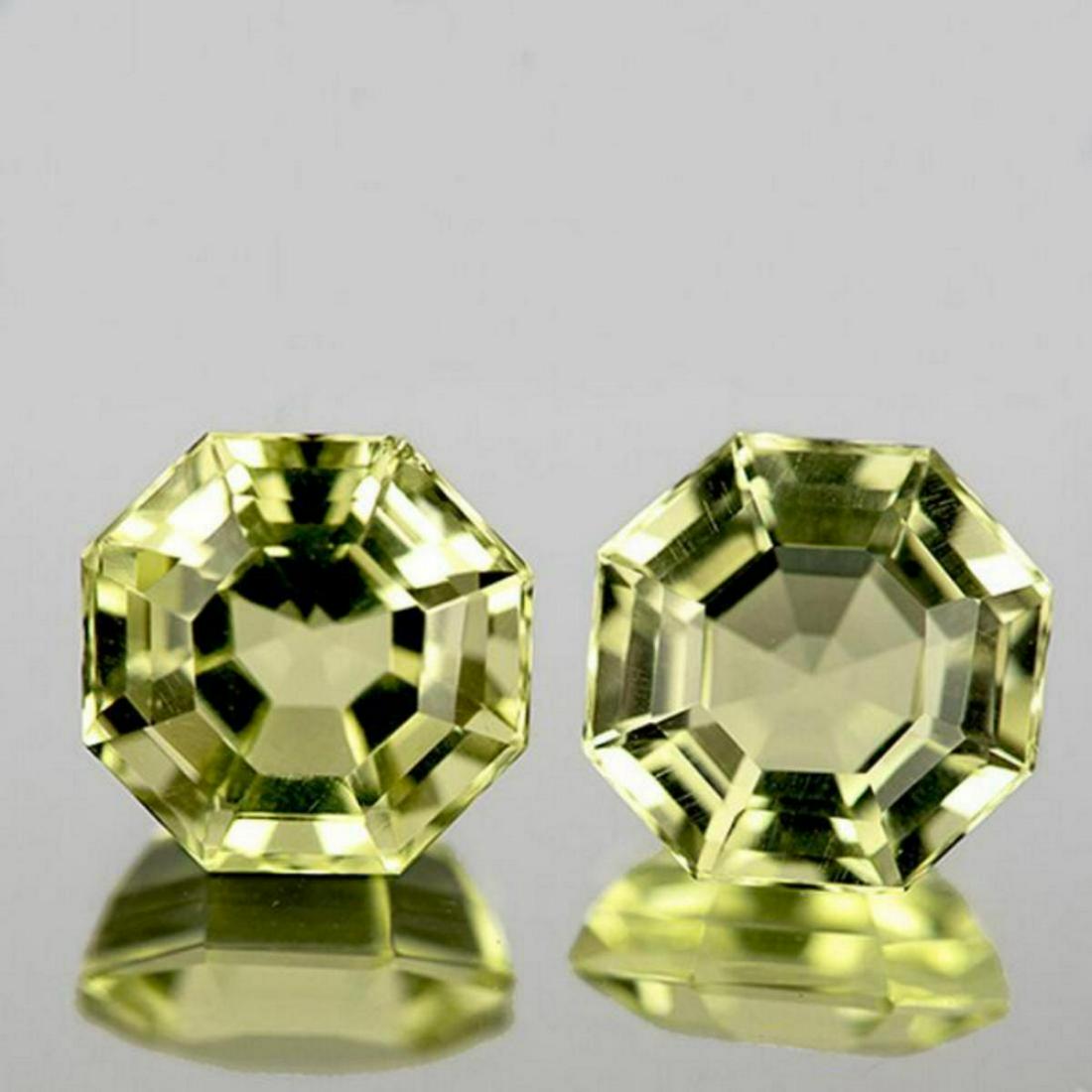 NATURAL YELLOW LEMON QUARTZ PAIR 13.50 MM - FL: WEIGHT : 19.58 ctsSTONE NAME : Natural Lemon QuartzSIZE ( L x W x D ) : 13.50 mmCOLOR : YellowSHAPE : Octagon (Fancy Cut)QUANTITY : 2 piecesLUSTER : ExcellentCLARITY : FLAWLESS - VVS BEST QUALITYHARDN