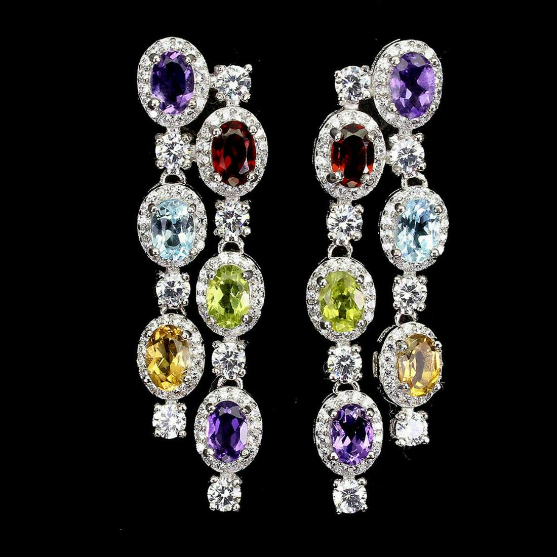 Natural Amethyst Citrine Peridot Earrings (1 of 1)