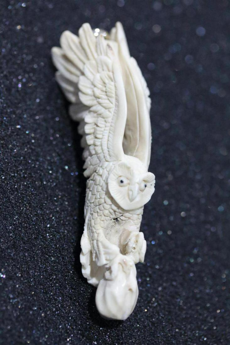 Hand Carved Antler 3D Owl Pendant (1 of 4)