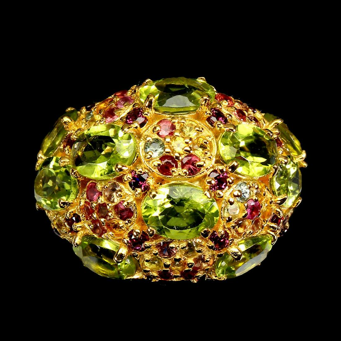 Natural Peridot Rhodolite Sapphire Ring (1 of 2)