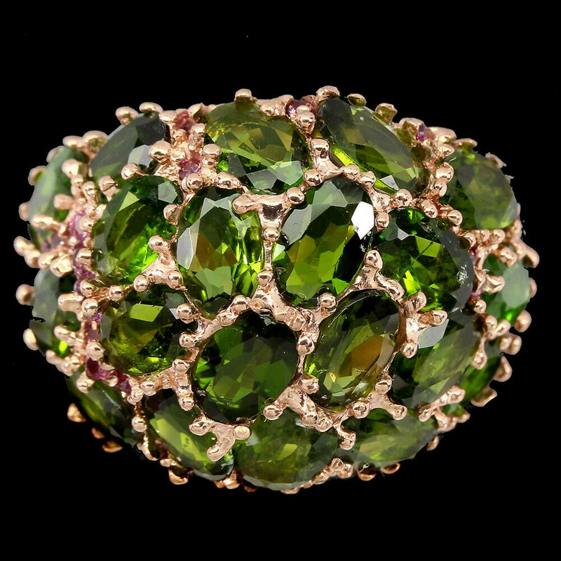 Natural  Chrome Diopside & Rhodolite Garnet Ring (1 of 2)