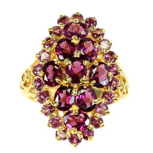 Natural Oval Rhodolite Garnet Ring: 925 STERLING SILVER;PLATE-14K YELLOW GOLD;RING SIZE/resizeable-9;MAIN STONE-RHODOLITE GARNETTOTAL WEIGHT-9.14 GRAM (TOTAL WEIGHT OF SILVER + STONE)DIMENSION-* STONE 3.0 TO 5.0 X 4.0 MM.* RING SIZE-