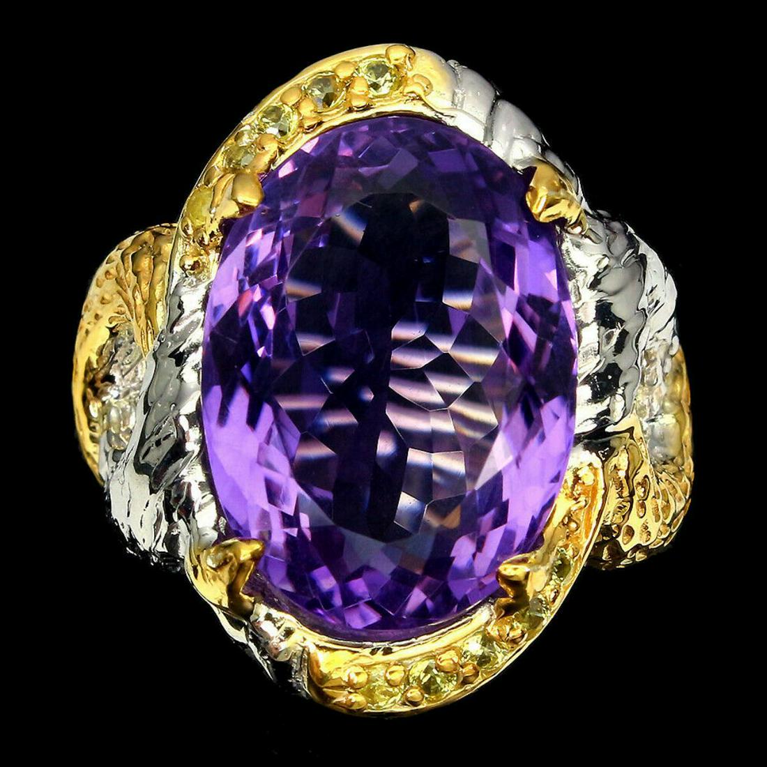 Natural Handmade Amethyst & Sapphire Ring (1 of 2)
